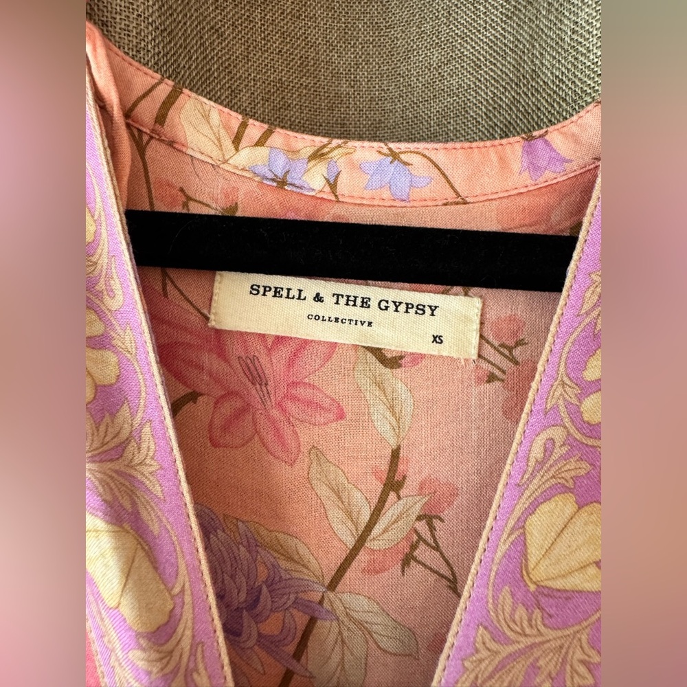 Spell Butterfly Boho Pink and Purple Maxi Dress in Musk - Picture 6 of 8